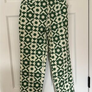 PacSun Green and Cream Patterned High Rise Pants